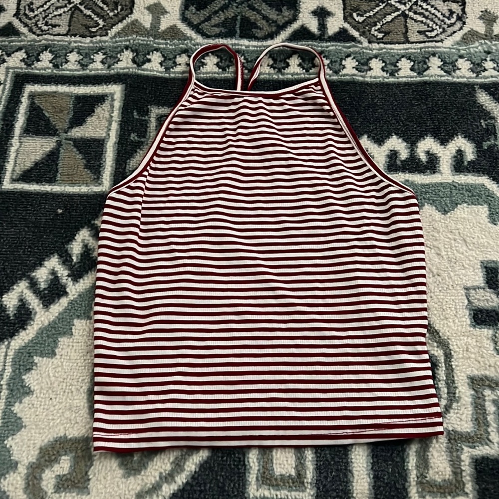 White and red striped halter top size medium